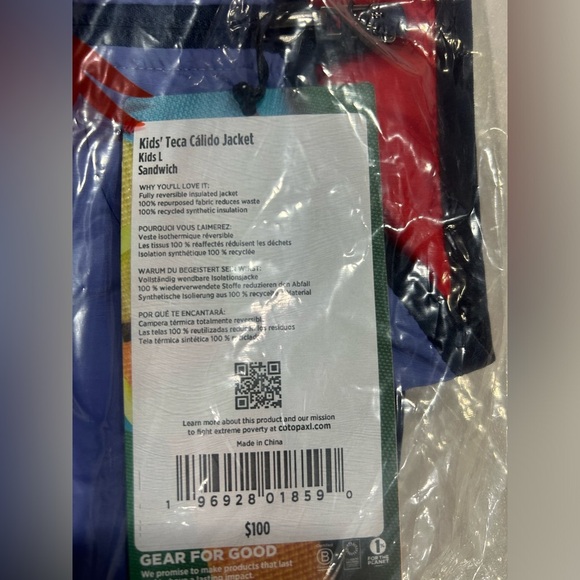 Cotopaxi Kid's Large Teca Cálido Jacket Sandwich Blue NWT Reflective Reversible - Picture 6 of 8